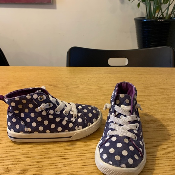 Carter’s Hightops navy white polka dots girl us 8 - Picture 2 of 6